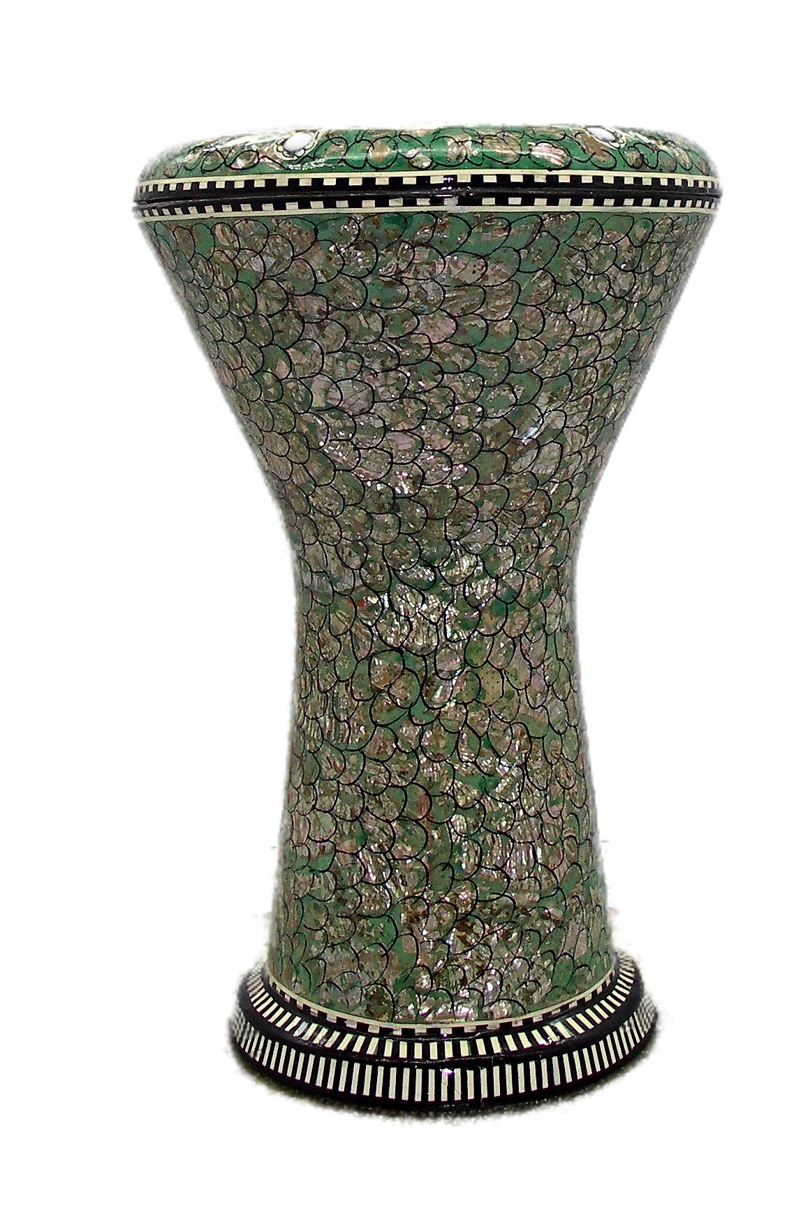 Egyptian-Unknown-MOP-Green-Fish-Scale-Design-White-Mitello-Head-Darabuka